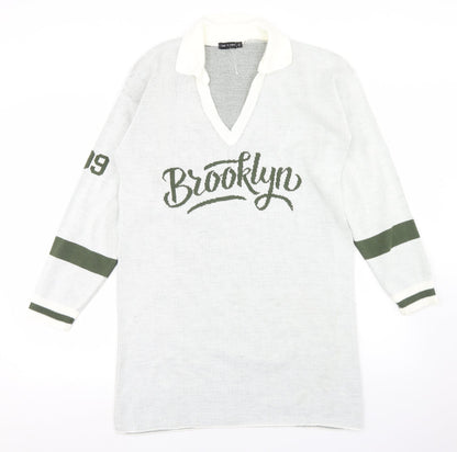 I SAW IT FIRST Womens Grey V-Neck  Acrylic Pullover Jumper Size XS   - Brooklyn, Longline