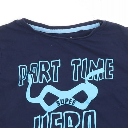 Hullabaloo Boys Blue  Cotton Basic T-Shirt Size 5-6 Years Crew Neck  - Part Time Superhero