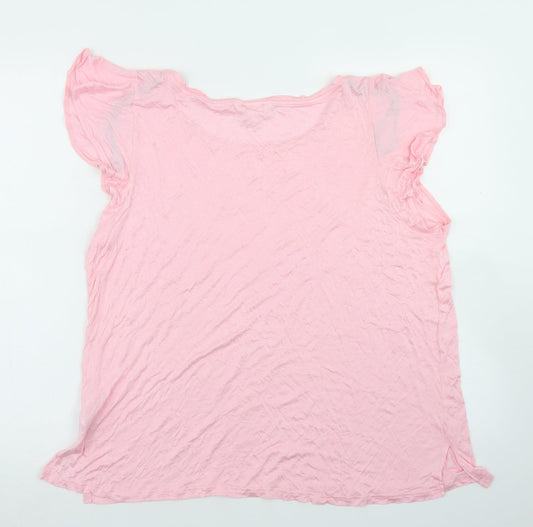 Womens UK Size L H&M Pink Basic T-Shirt