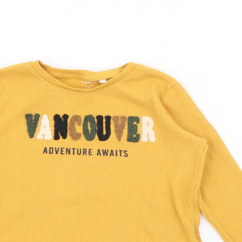name it Boys Yellow  Cotton Pullover T-Shirt Size 2-3 Years Crew Neck  - Vancouver