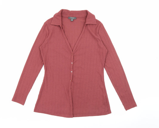 Primark Womens Red Collared  Polyester Pullover Jumper Size M