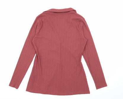 Primark Womens Red Collared  Polyester Pullover Jumper Size M