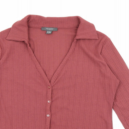 Primark Womens Red Collared  Polyester Pullover Jumper Size M
