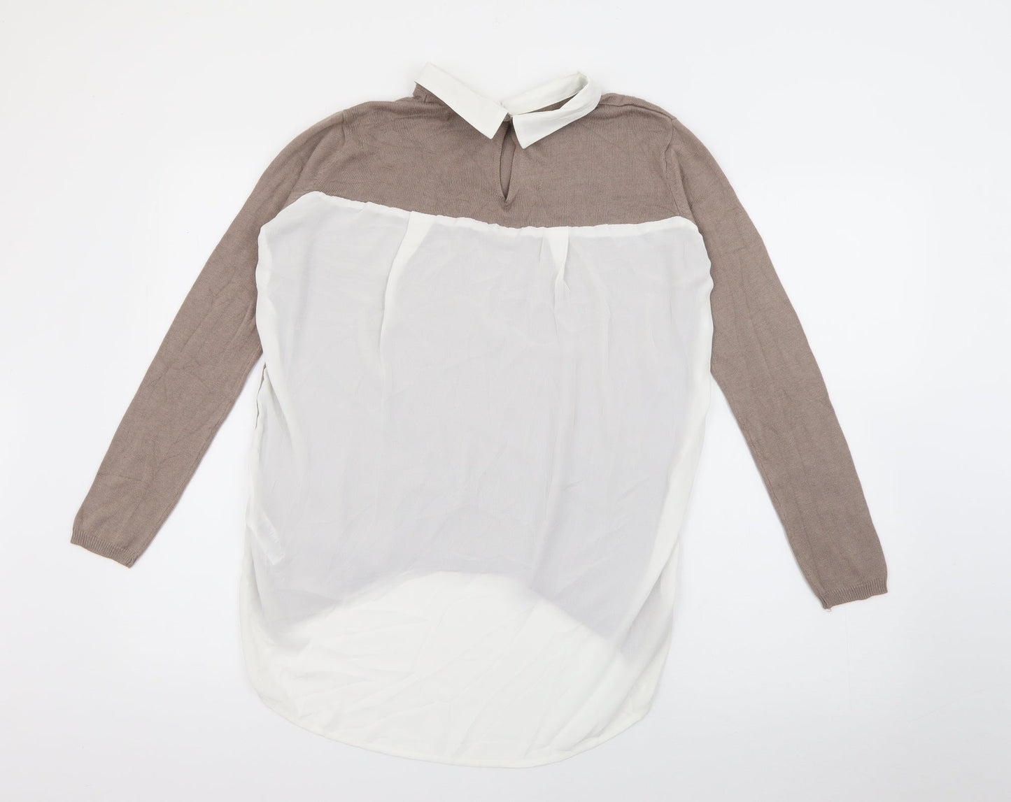 Primark Womens Brown Collared  Viscose Pullover Jumper Size 8