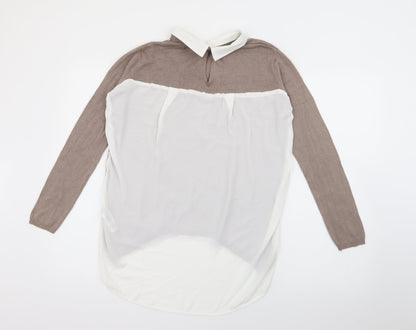 Primark Womens Brown Collared  Viscose Pullover Jumper Size 8