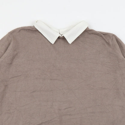 Primark Womens Brown Collared  Viscose Pullover Jumper Size 8