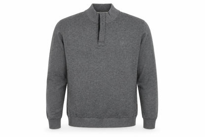 Front view of Maine New England men’s grey high neck cotton jumper, size L