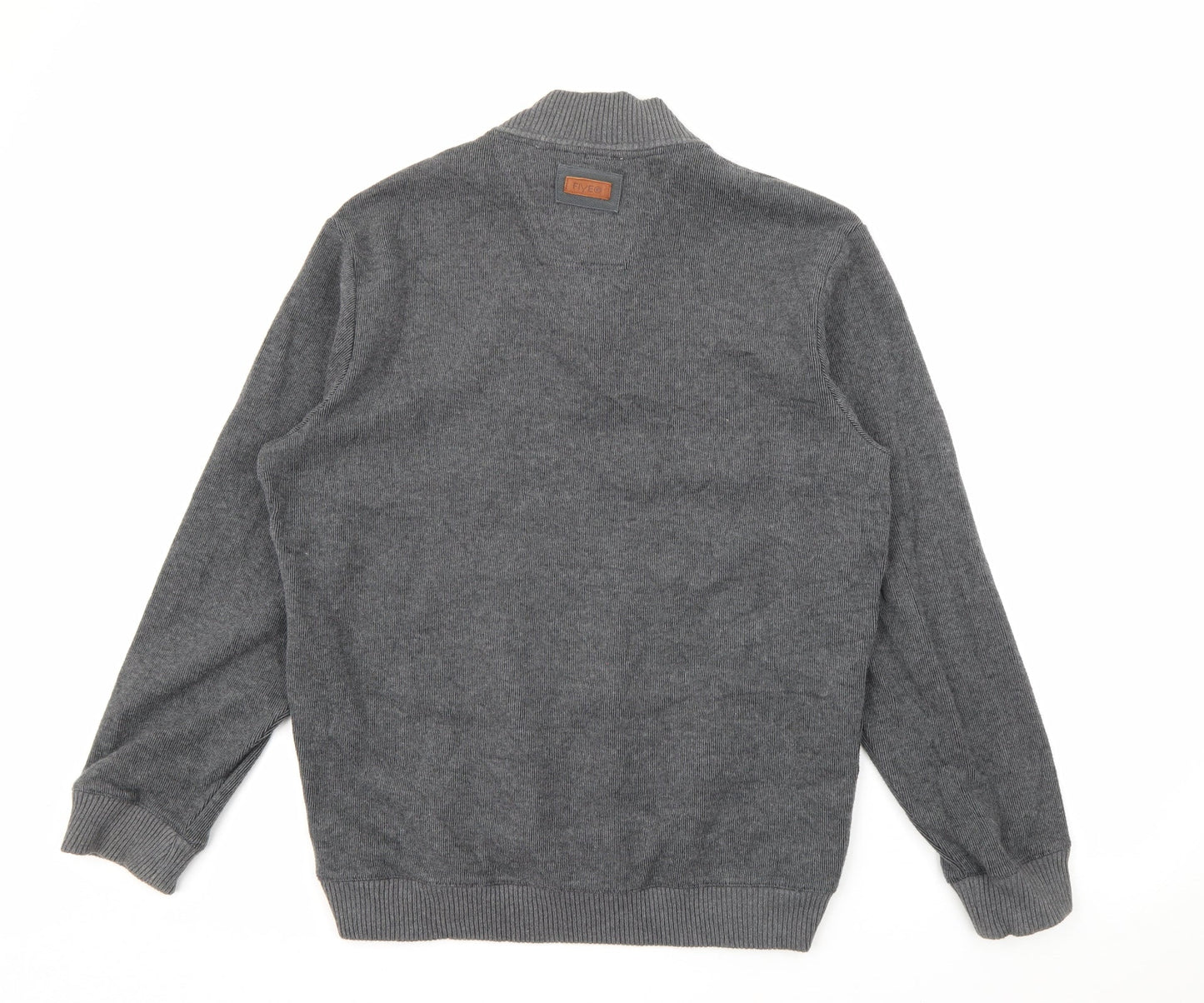 Maine Mens Grey High Neck  Cotton Pullover Jumper Size L