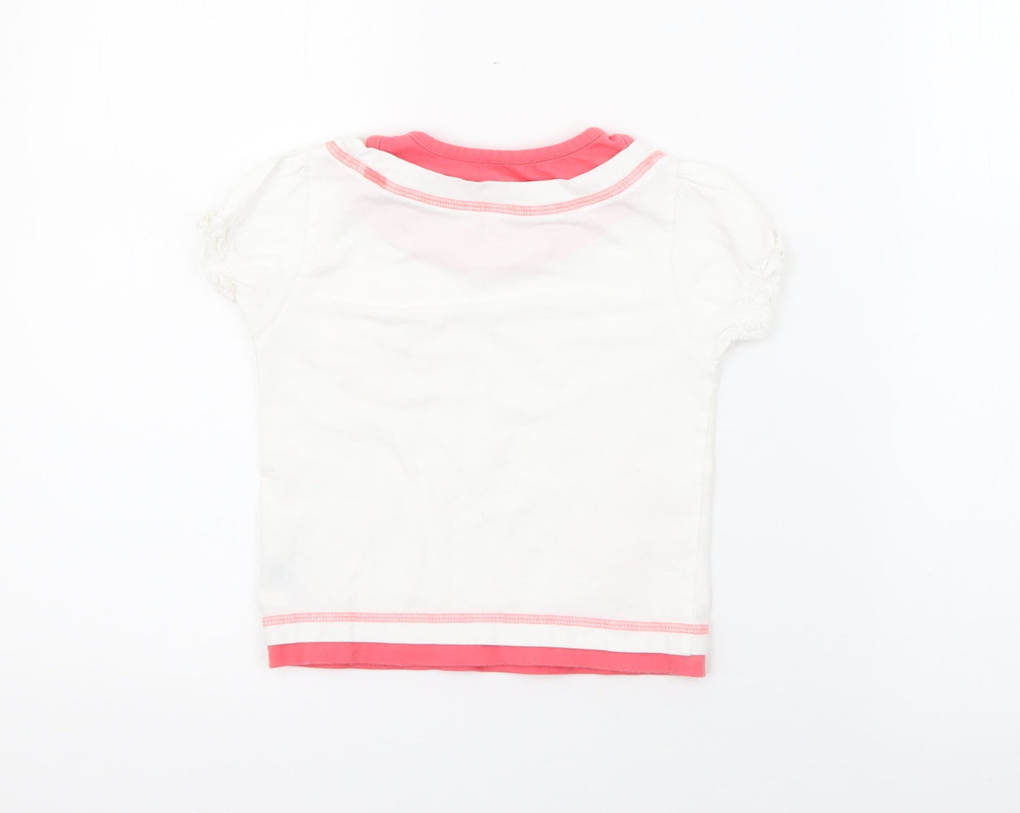 Dunnes Stores Girls White  Cotton Pullover T-Shirt Size 2-3 Years Crew Neck
