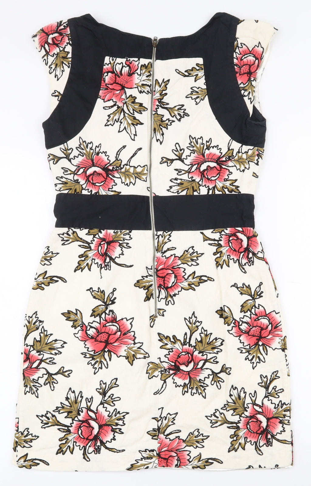 French Connection Womens Multicoloured Floral Cotton Bodycon  Size 10  Sweetheart Zip