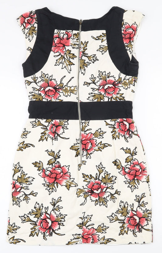 French Connection Womens Multicoloured Floral Cotton Bodycon  Size 10  Sweetheart Zip
