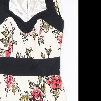French Connection Womens Multicoloured Floral Cotton Bodycon  Size 10  Sweetheart Zip