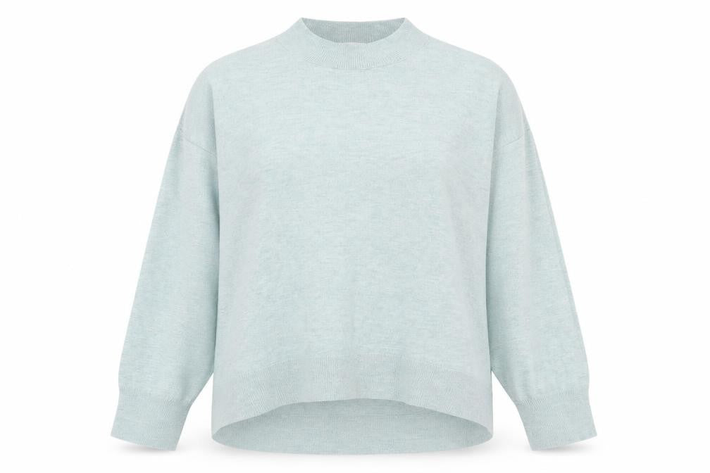 Front view of Gallery women’s green high neck viscose jumper, size M