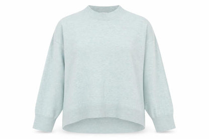 Front view of Gallery women’s green high neck viscose jumper, size M