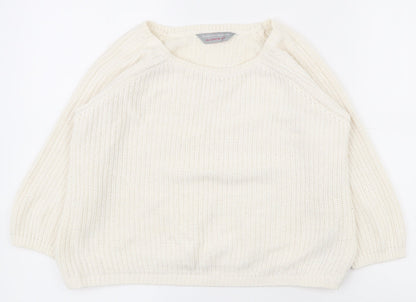 Dorothy Perkins Womens White Round Neck  Acrylic Pullover Jumper Size 8