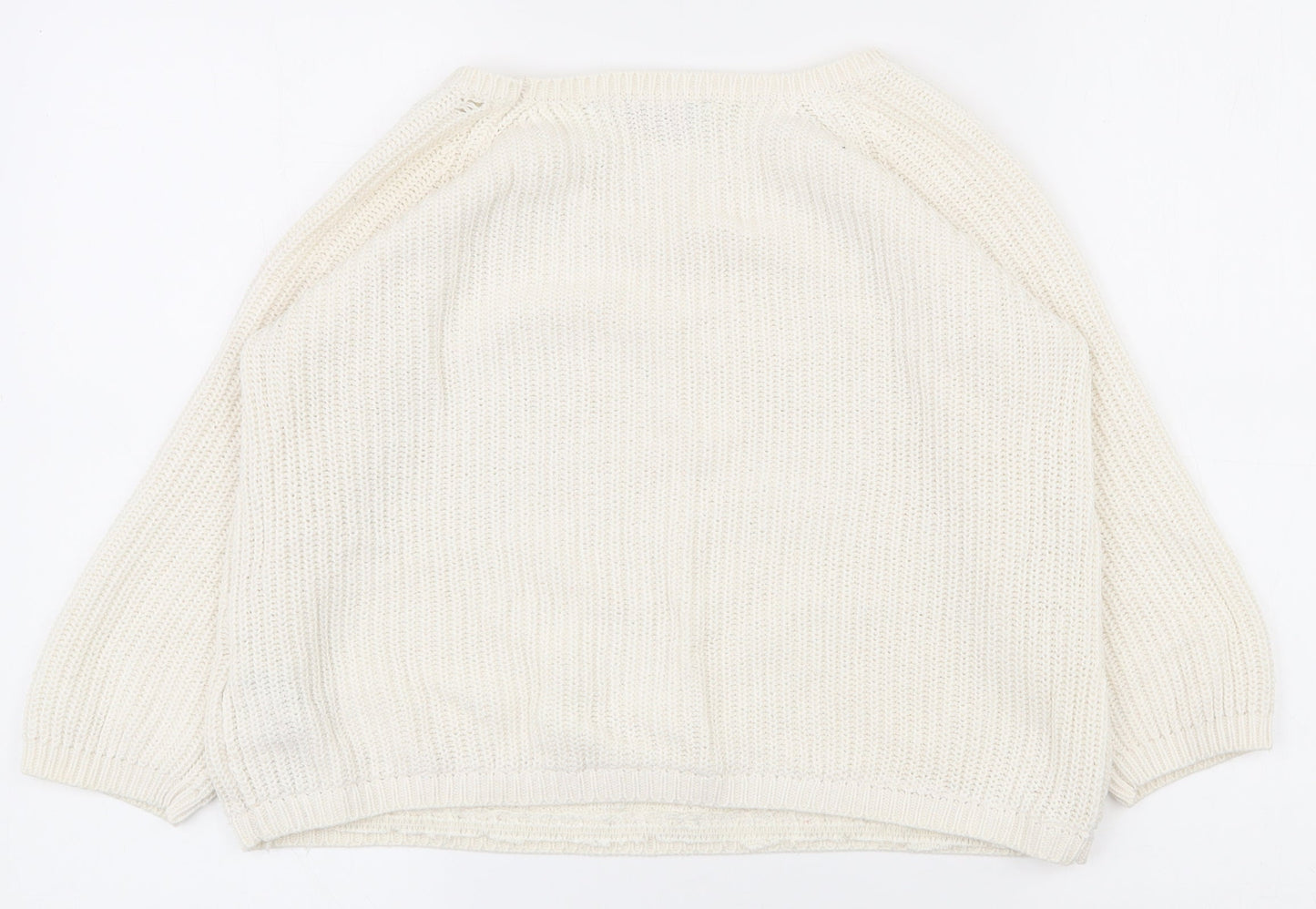 Dorothy Perkins Womens White Round Neck  Acrylic Pullover Jumper Size 8