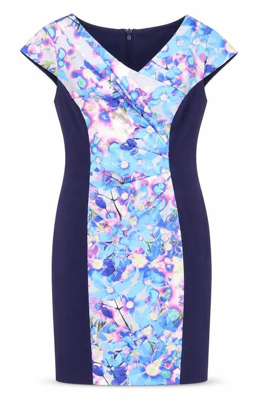 Coast Womens Multicoloured Floral Acetate Bodycon  Size 10  V-Neck Zip - Asymmetric neckline