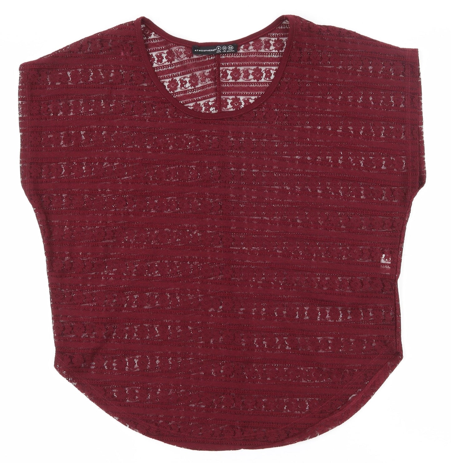 Atmosphere Womens Red Floral Polyester Basic T-Shirt Size 6 Scoop Neck