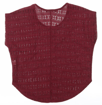 Atmosphere Womens Red Floral Polyester Basic T-Shirt Size 6 Scoop Neck