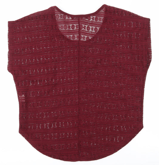 Atmosphere Womens Red Floral Polyester Basic T-Shirt Size 6 Scoop Neck