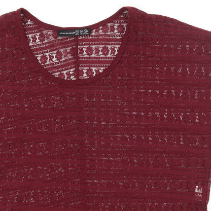 Atmosphere Womens Red Floral Polyester Basic T-Shirt Size 6 Scoop Neck