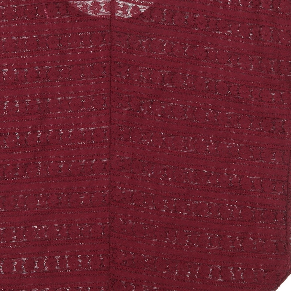 Atmosphere Womens Red Floral Polyester Basic T-Shirt Size 6 Scoop Neck