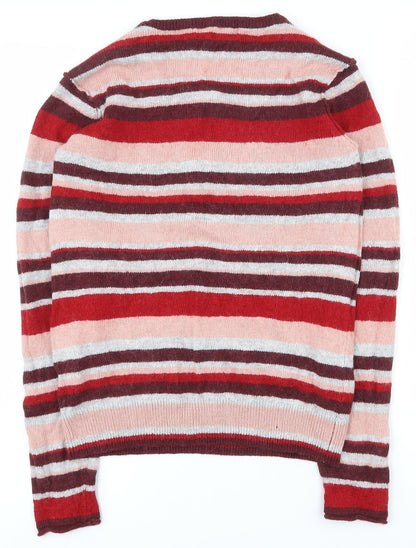 Label of Graded Goods Womens Multicoloured Round Neck Striped Cotton Pullover Jumper Size S
