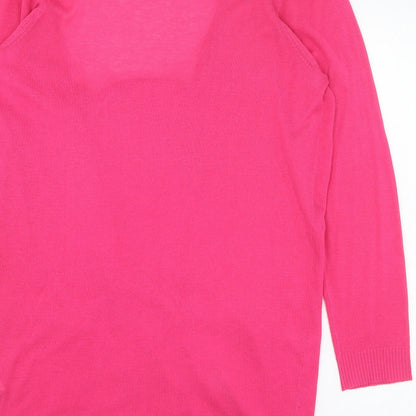 Dunes Womens Pink Round Neck  Acrylic Cardigan Jumper Size L