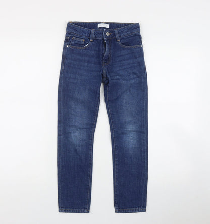 Mango Girls Blue  Cotton Skinny Jeans Size 9 Months  Regular Zip