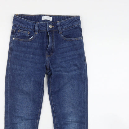 Mango Girls Blue  Cotton Skinny Jeans Size 9 Months  Regular Zip