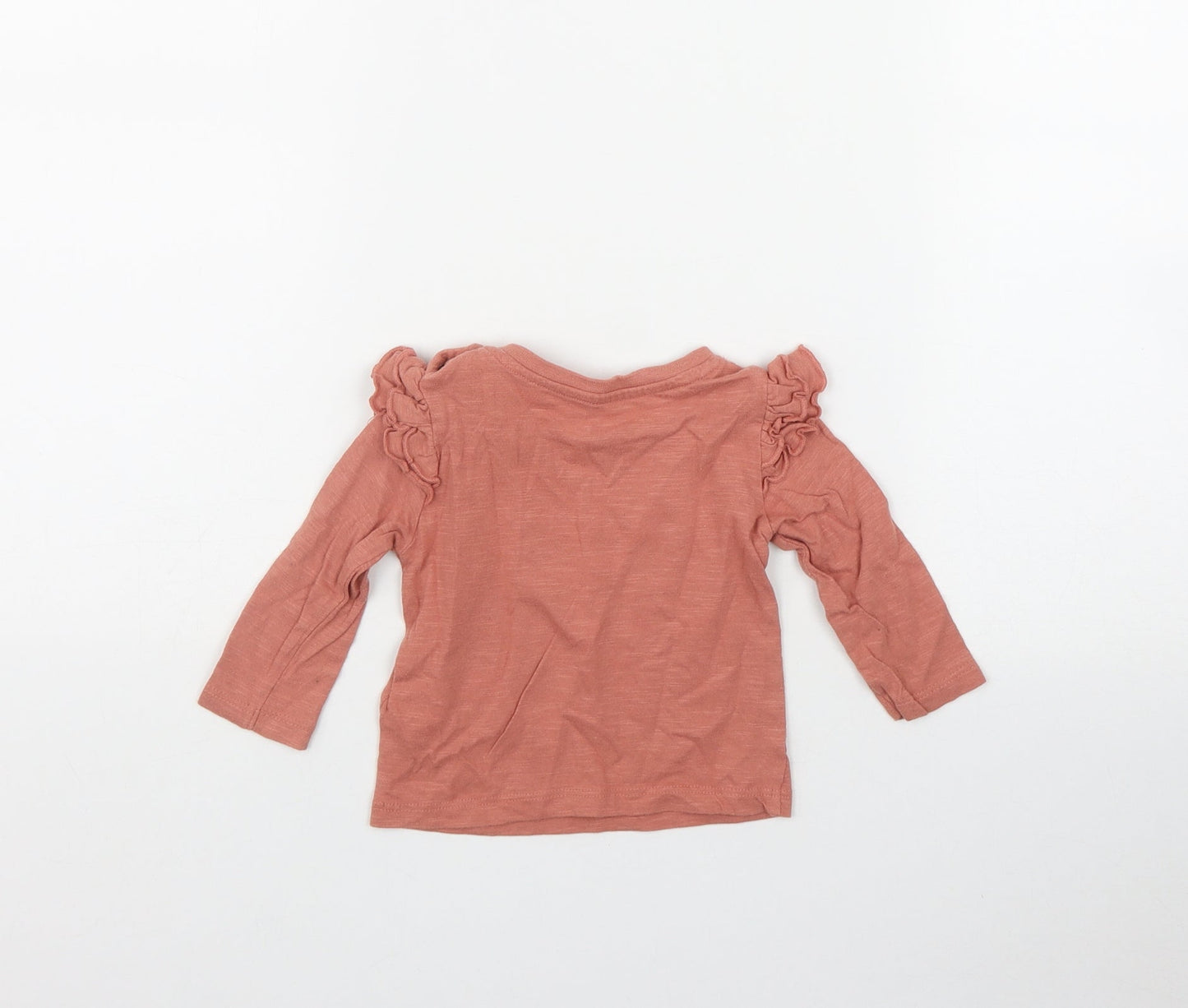 Priamrk Girls Pink  Cotton Basic T-Shirt Size 3-6 Months Round Neck Snap - 'Heart full of flowers'