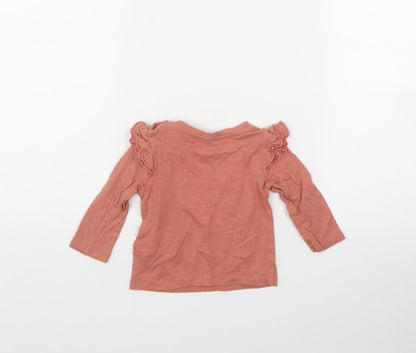 Priamrk Girls Pink  Cotton Basic T-Shirt Size 3-6 Months Round Neck Snap - 'Heart full of flowers'