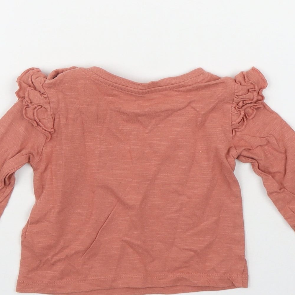 Priamrk Girls Pink  Cotton Basic T-Shirt Size 3-6 Months Round Neck Snap - 'Heart full of flowers'