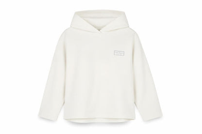 Front view of Jack Wills Sports women’s white cotton pullover hoodie, size UK 6