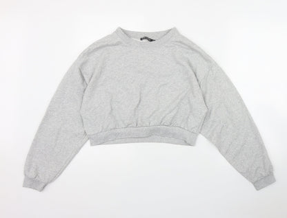 Additional front view of I SAW IT FIRST women’s grey cotton pullover sweatshirt, size UK 10