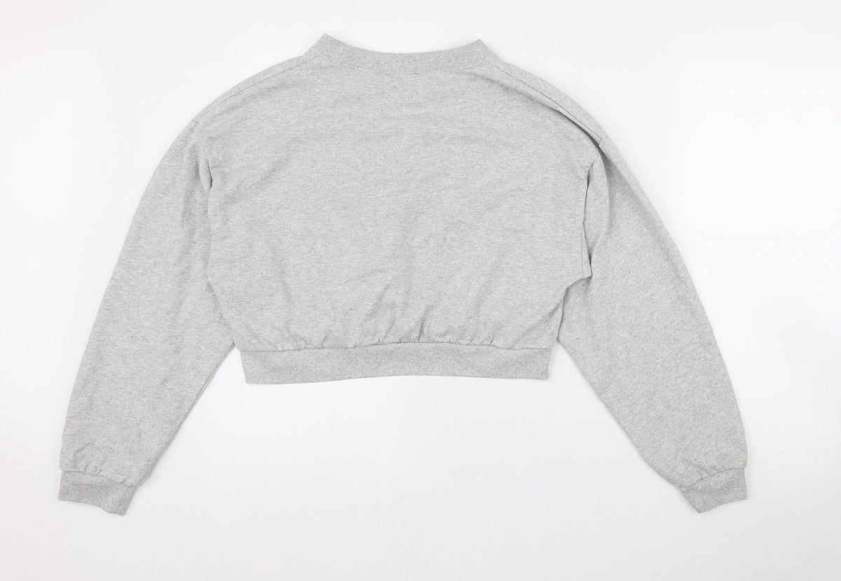 Back view of I SAW IT FIRST women’s grey cotton pullover sweatshirt, size UK 10