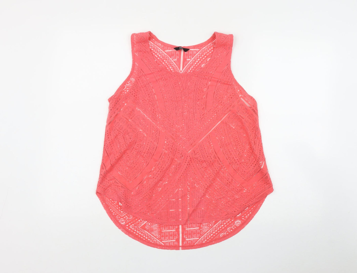F&F Womens Pink Geometric Viscose Basic Tank Size 12 Scoop Neck