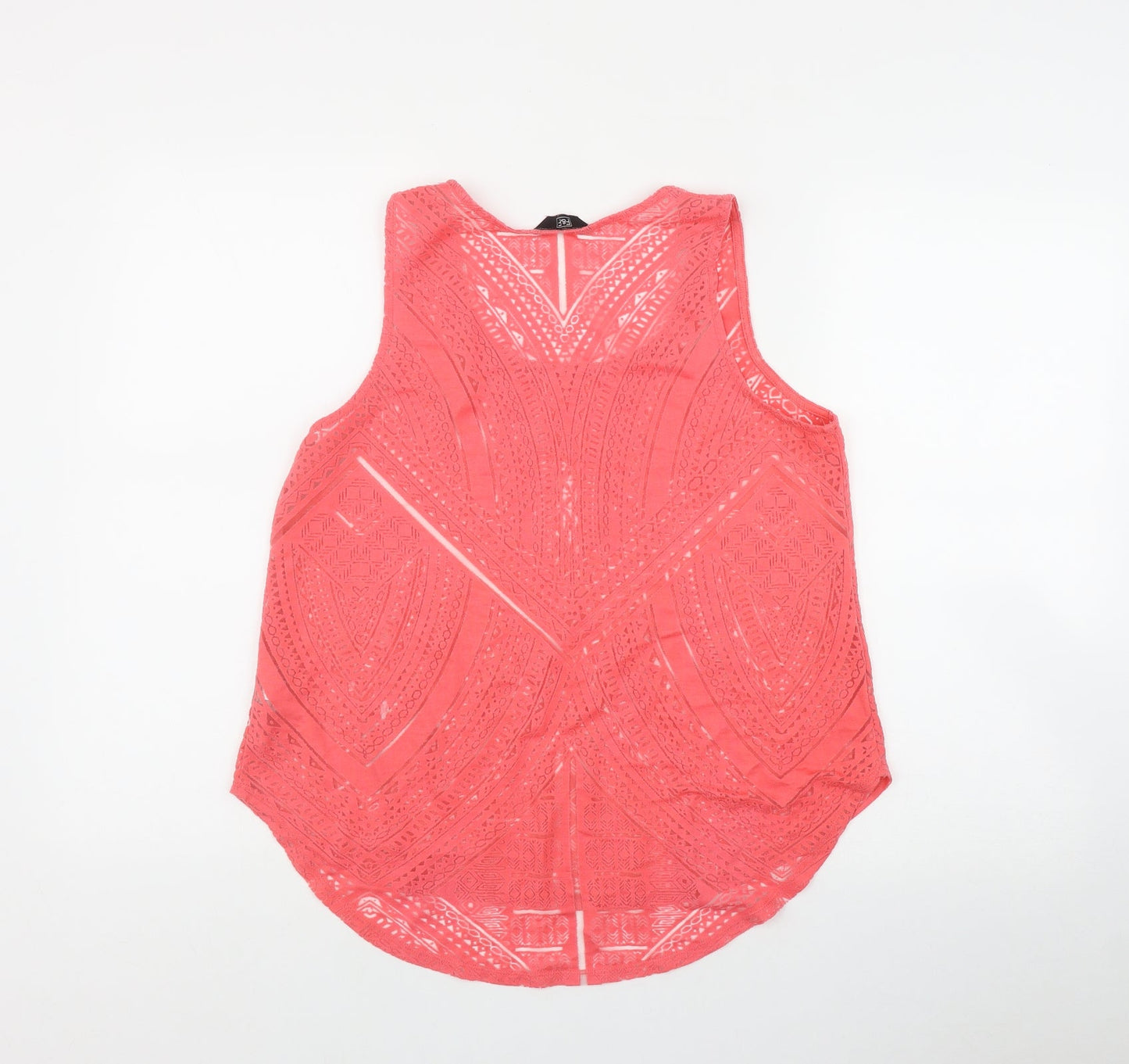 F&F Womens Pink Geometric Viscose Basic Tank Size 12 Scoop Neck