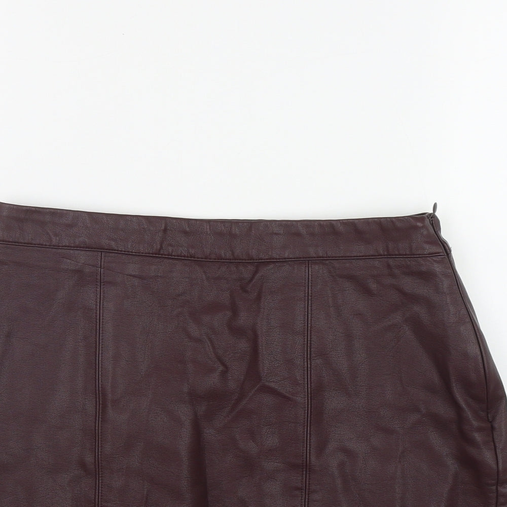 Papaya Womens Purple  Viscose Mini Skirt Size 8   Zip