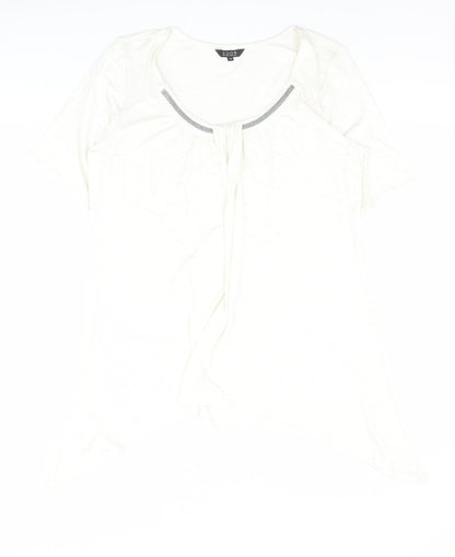 Soon Womens White  Viscose Basic Blouse Size 16 Scoop Neck