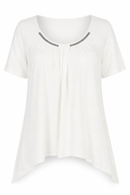 Soon Womens White  Viscose Basic Blouse Size 16 Scoop Neck