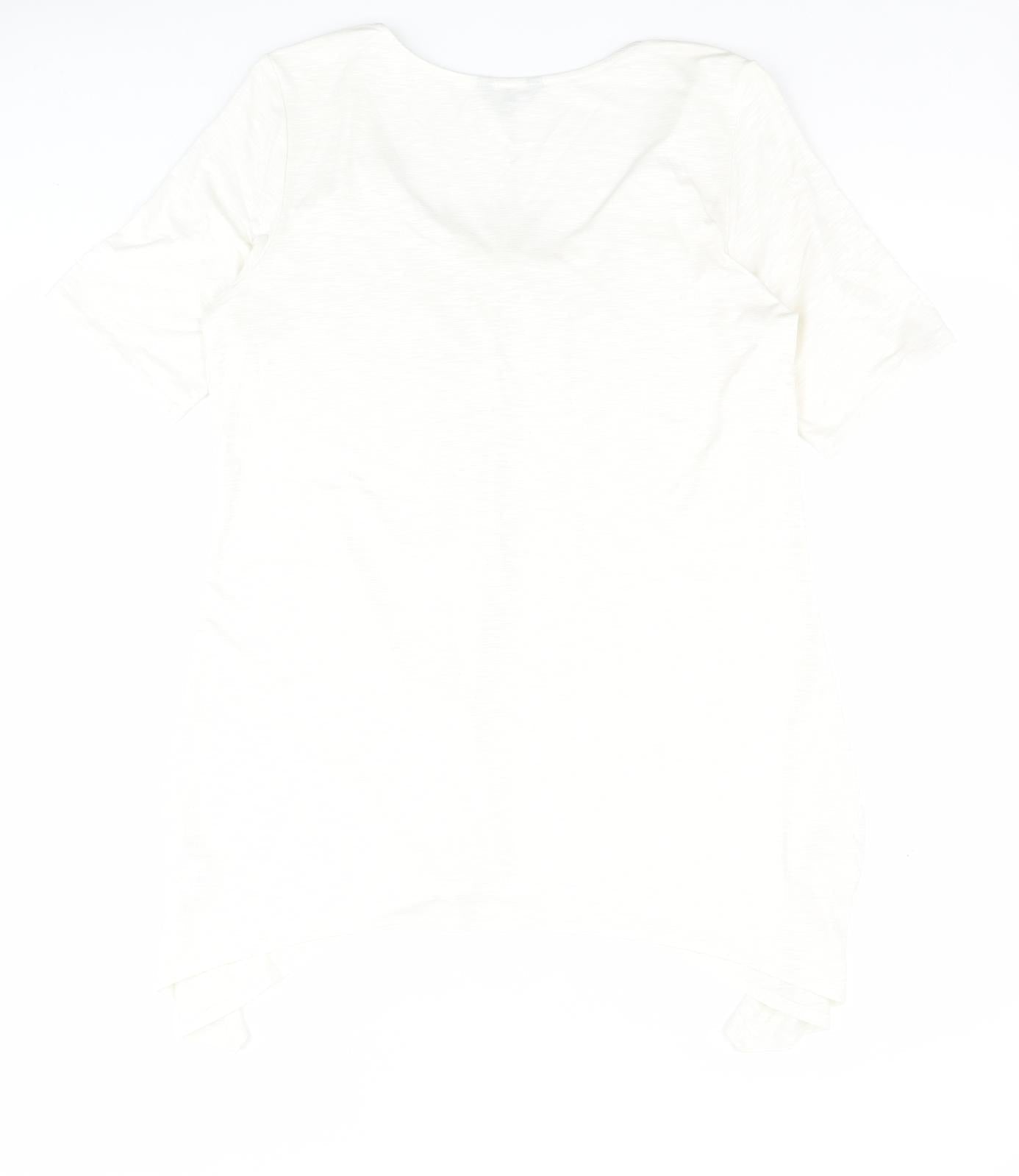 Soon Womens White  Viscose Basic Blouse Size 16 Scoop Neck