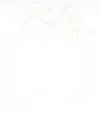 Soon Womens White  Viscose Basic Blouse Size 16 Scoop Neck