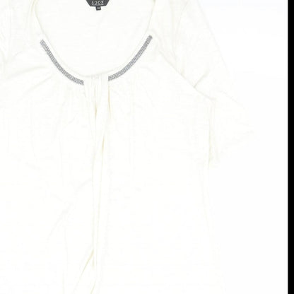 Soon Womens White  Viscose Basic Blouse Size 16 Scoop Neck