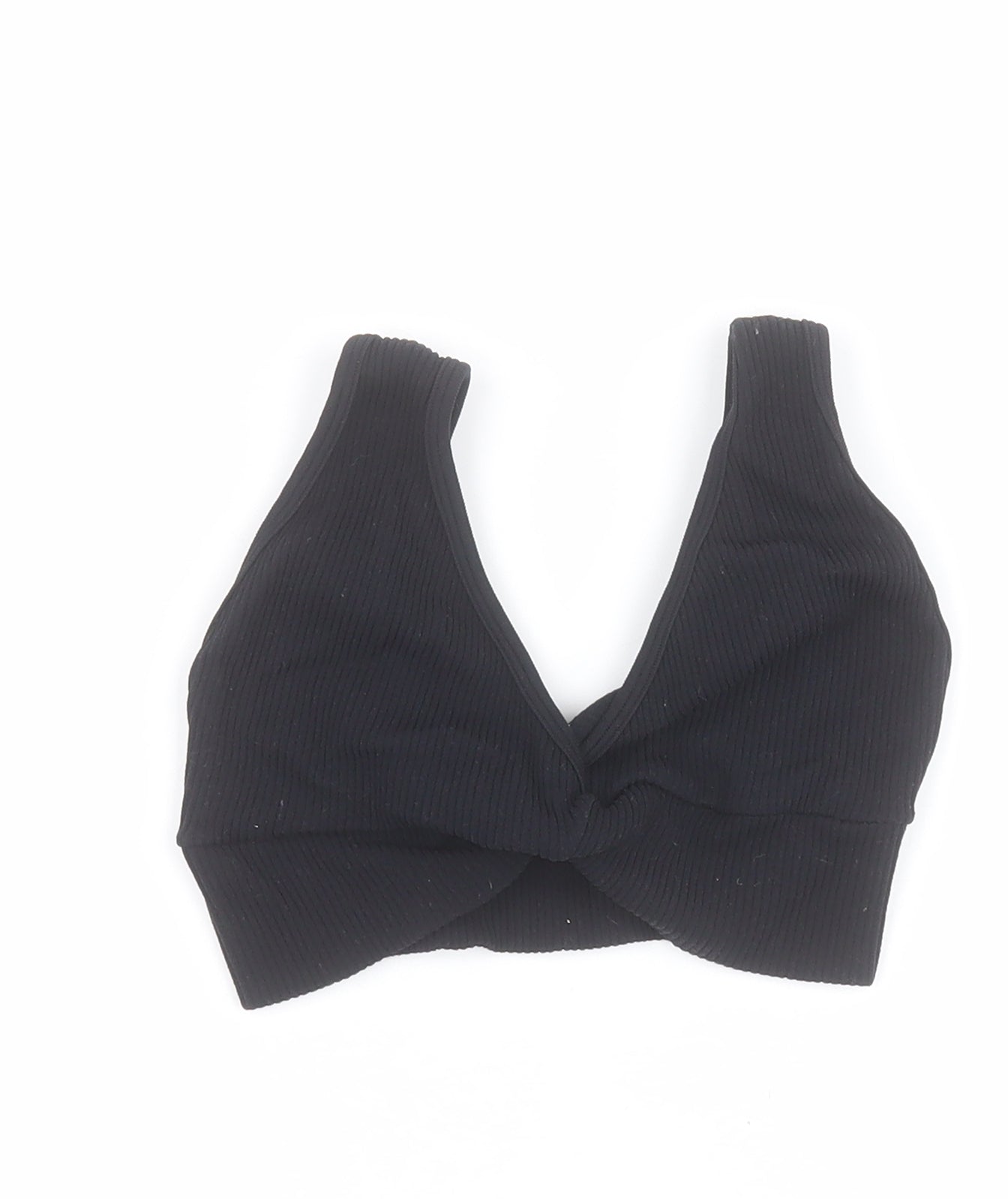 Dunnes Womens Black  Polyamide Cropped T-Shirt Size XS Sweetheart - Ribbed