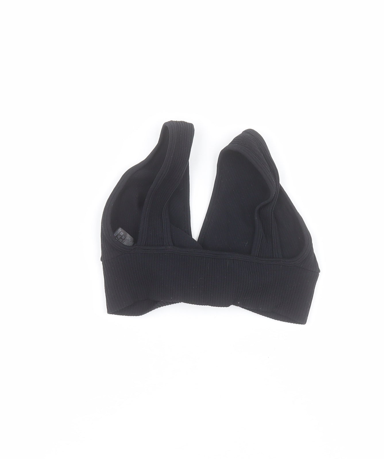 Dunnes Womens Black  Polyamide Cropped T-Shirt Size XS Sweetheart - Ribbed