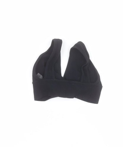 Dunnes Womens Black  Polyamide Cropped T-Shirt Size XS Sweetheart - Ribbed