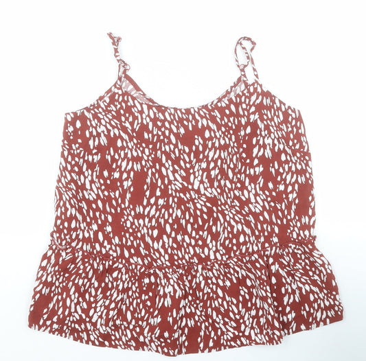 George Womens Brown Animal Print Viscose Camisole Blouse Size 10 Round Neck