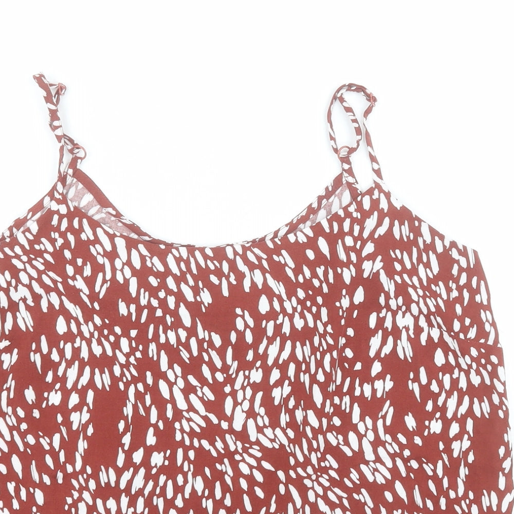 George Womens Brown Animal Print Viscose Camisole Blouse Size 10 Round Neck