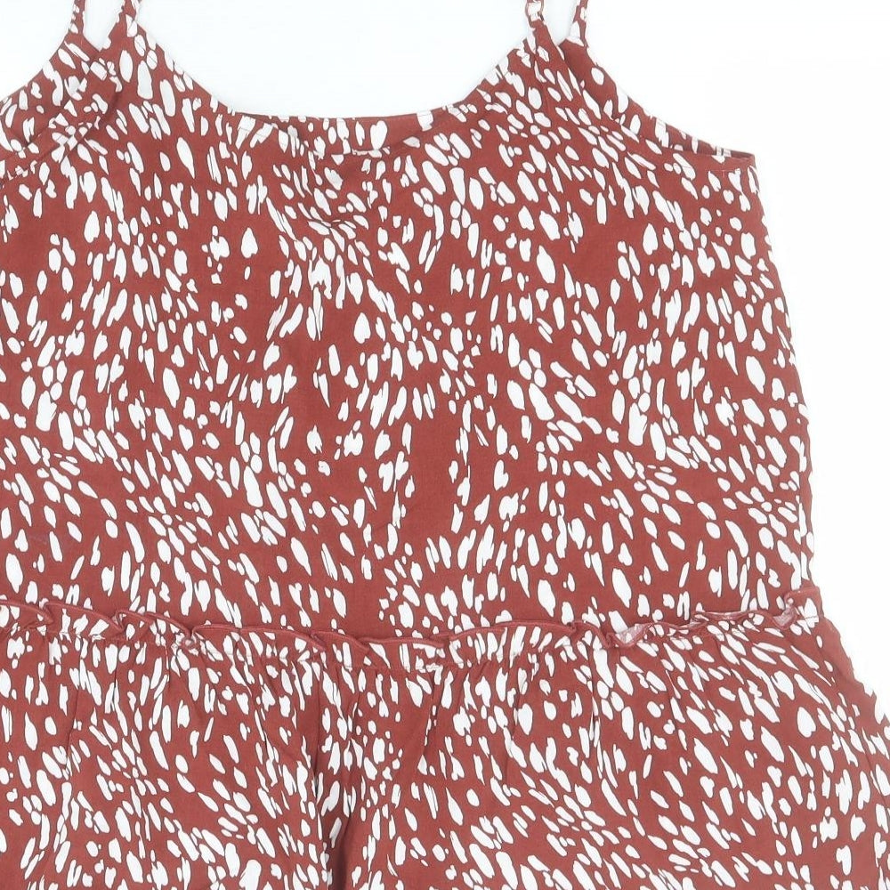 George Womens Brown Animal Print Viscose Camisole Blouse Size 10 Round Neck